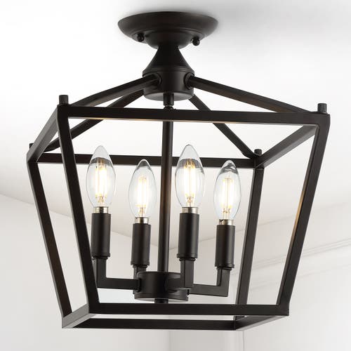 Jonathan Y Plains 4-light Iron Modern Farmhouse Led Flush Mount In Oil Rubbed Bronze