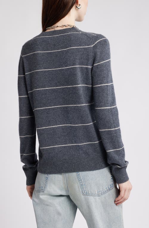 Shop Nordstrom Crewneck Cashmere Sweater In Grey- Beige Spaced Stripe