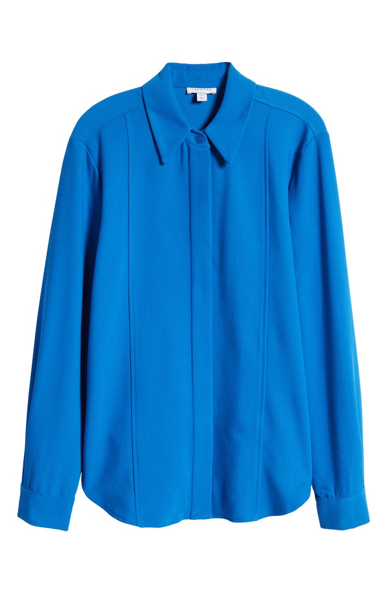 TOPSHOP Point Collar Pinseam Button-Up Shirt, Main, color, MID BLUE