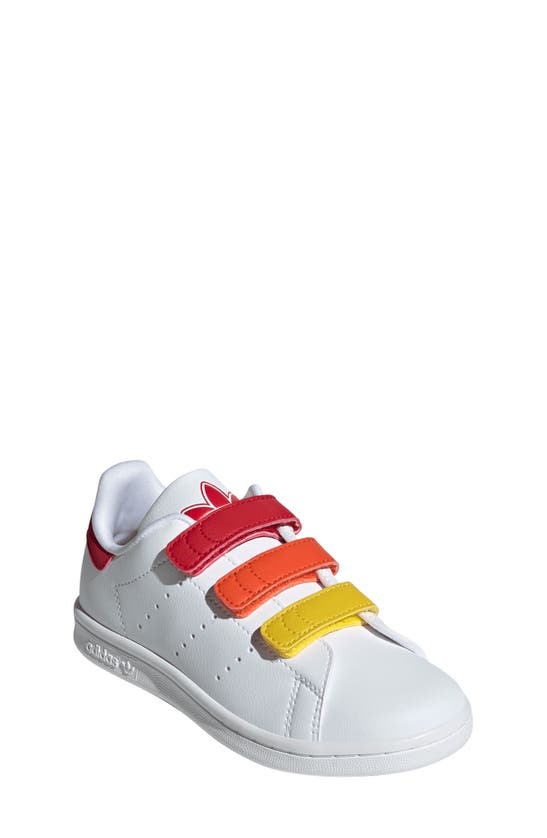 Shop Adidas Originals Kids' Stan Smith Comfort Closure Sneaker In White/ Scarlet/ White