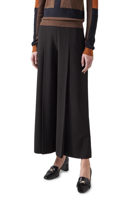 Shop Lk Bennett Eva Pleated Crop Wide Leg Pants In Black