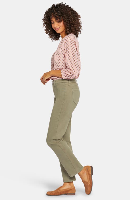 Nydj Relaxed Slender Womens Pocket Denim Straight Leg Jeans In Avocado