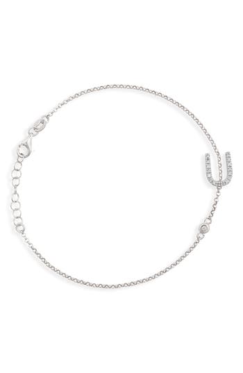 Meshmerise Diamond Initial Bezel Bracelet In White-u