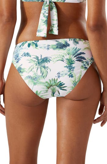 Vince Camuto Tropical Print V-Wire Neck Swim Top & Scoop Waist Shirred Back  Cheeky Swim Bottom