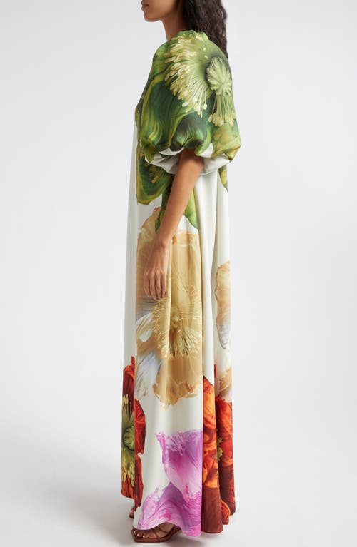 Shop Stine Goya Payton Floral Asymmetric Neck Maxi Dress In Poppies Bloom