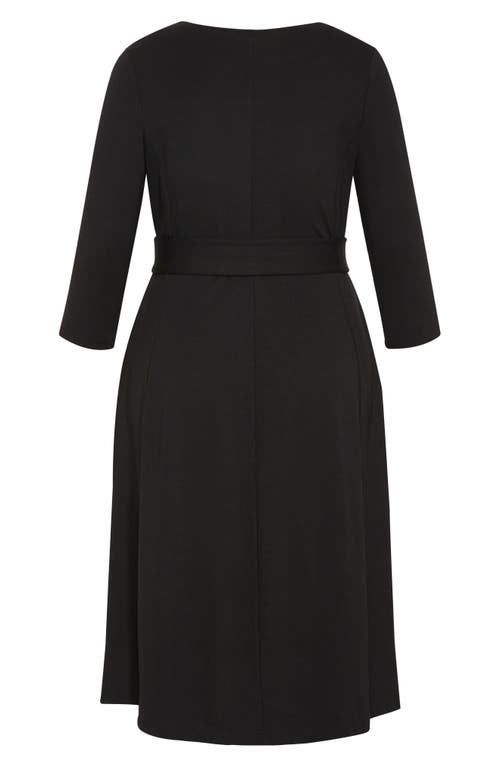 Shop City Chic Presley Tie Belt A-line Dress In Black