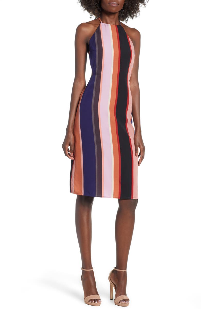 4SI3NNA Strappy Back Stripe Midi Dress | Nordstrom