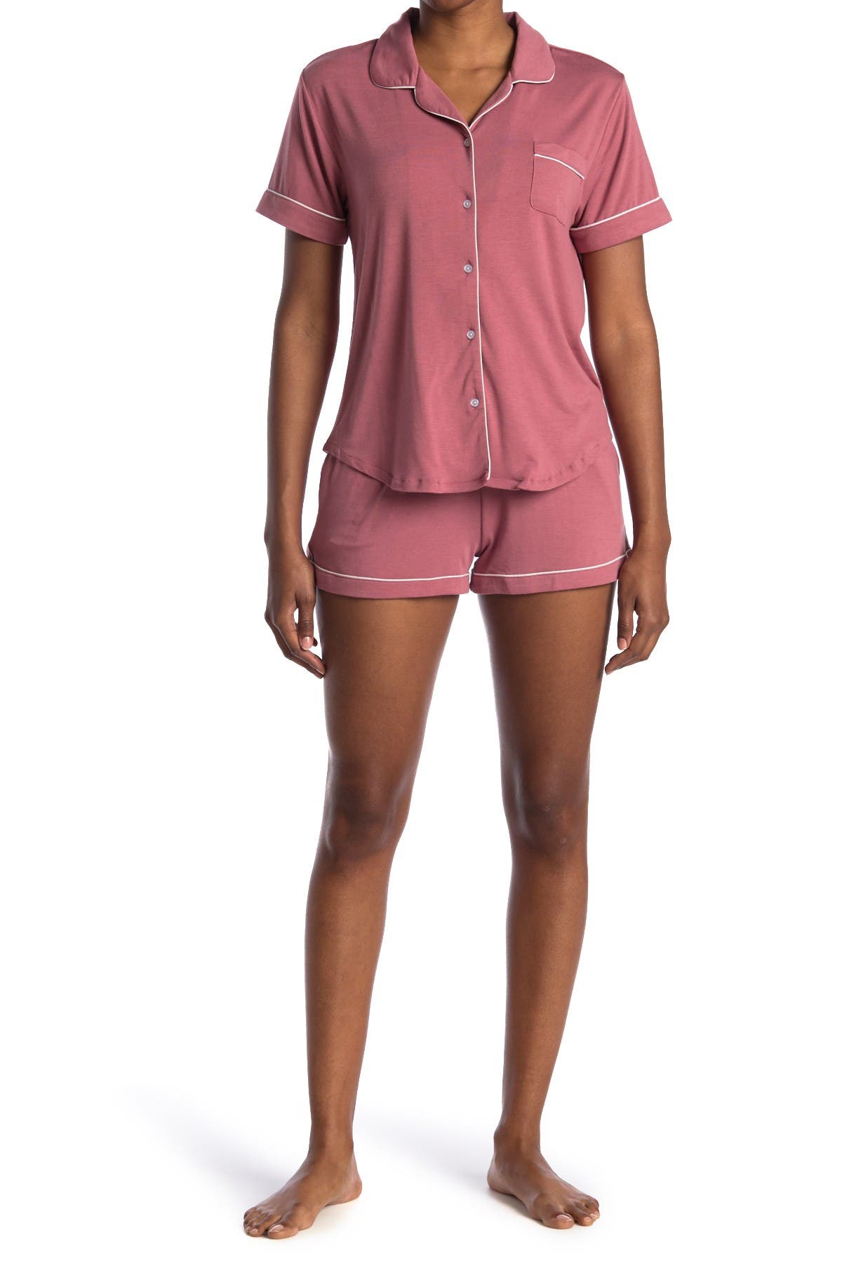 Flora By Flora Nikrooz Annie Shirt & Shorts 2-piece Pajama Set In Dark Pink1