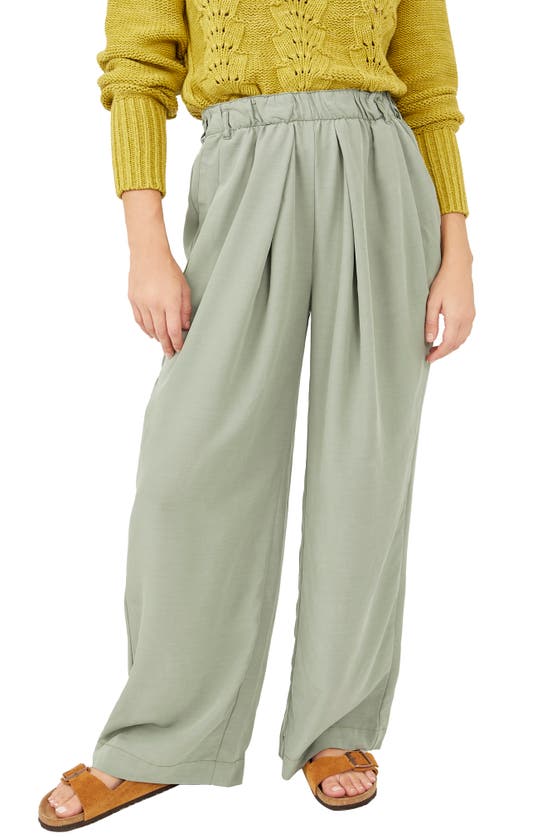 Free People Nothin To Say Pleat Trousers In Seagrass