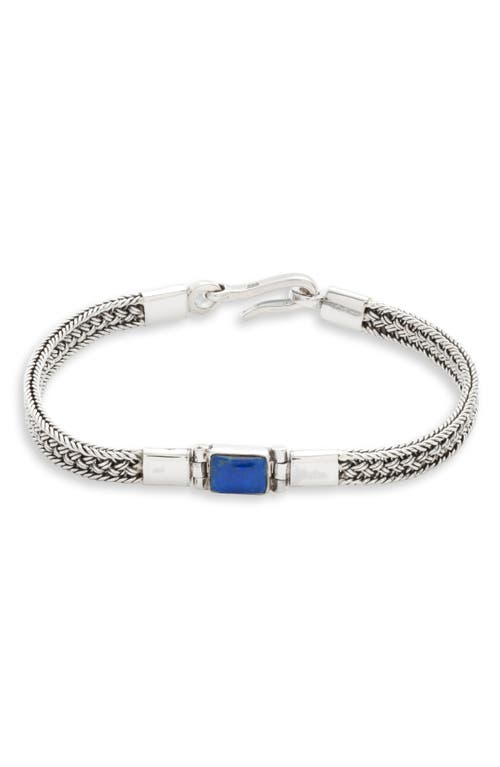 Men's Artisan Lapis Lazuli Cabochon Sterling Silver Bracelet