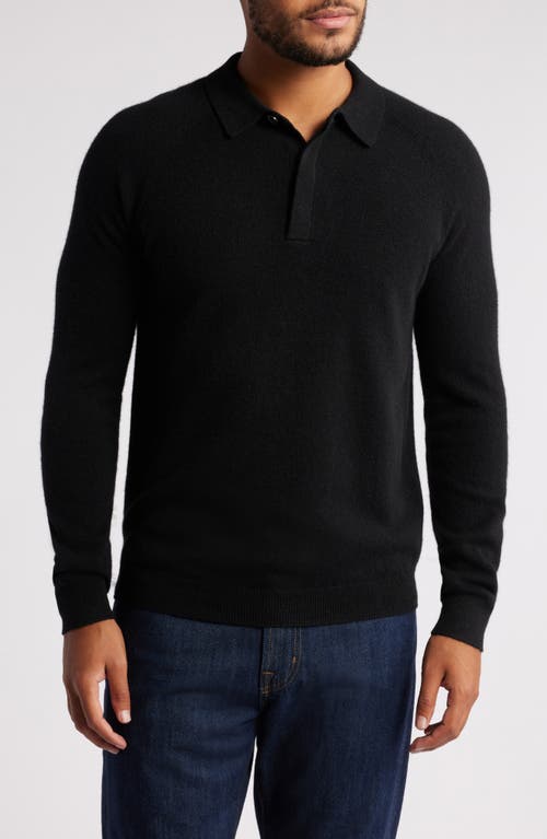 Nordstrom Cashmere Polo Sweater In Black Caviar