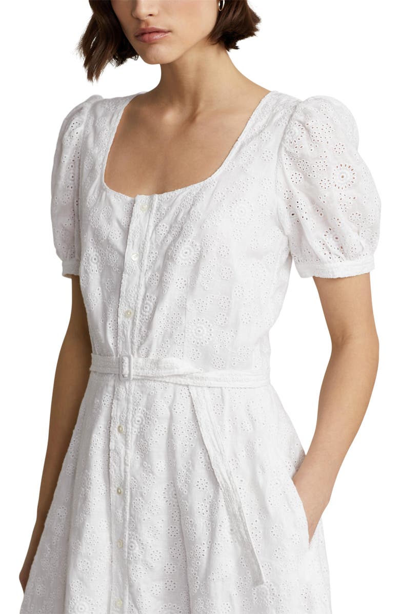 Polo Ralph Lauren Eyelet Embroidery Linen Dress | Nordstrom