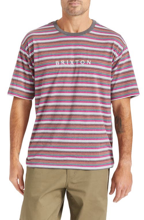 Brixton Hilt Stripe Embroidered Logo T-Shirt in Viva Multi Stripe