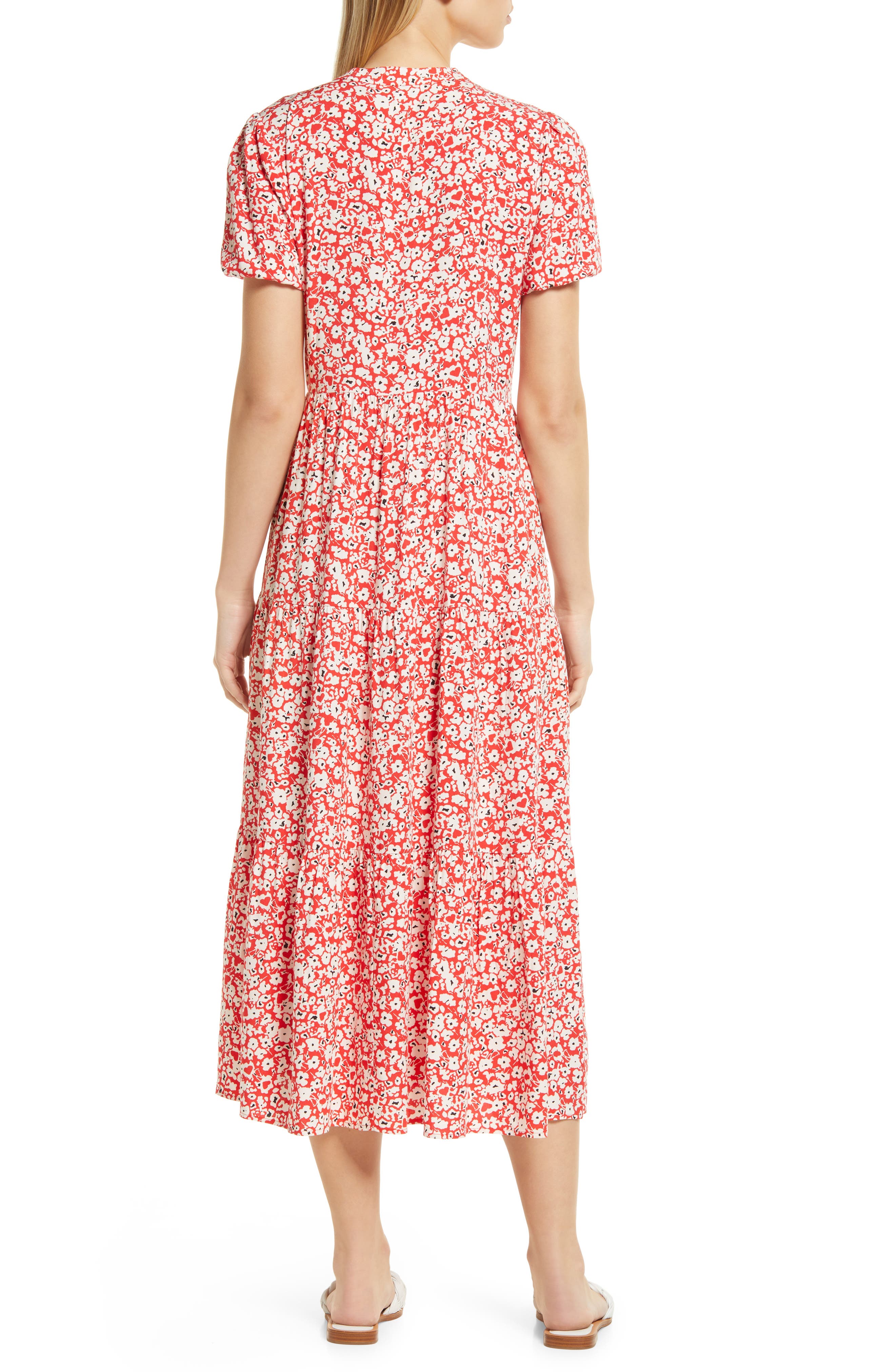 Floral Short Sleeve Tiered Maxi Dress 