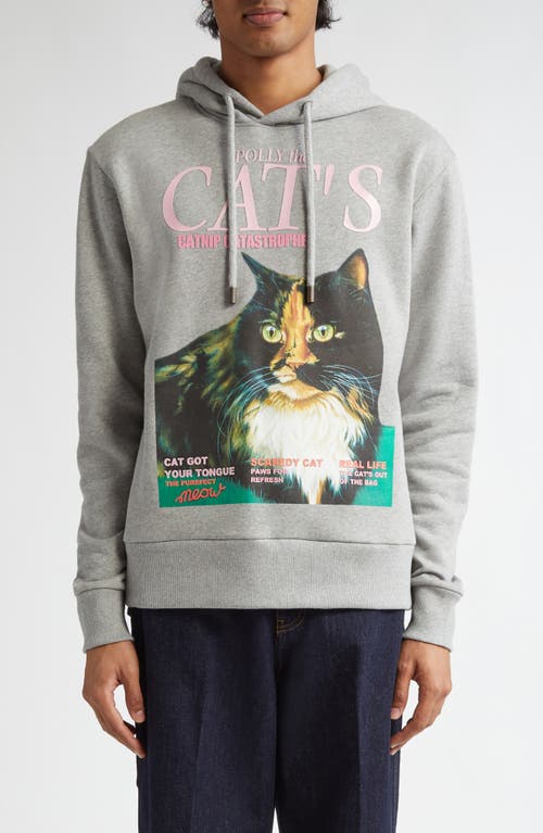 Shop Jw Anderson Cat Graphic Hoodie In Mid Grey Melange