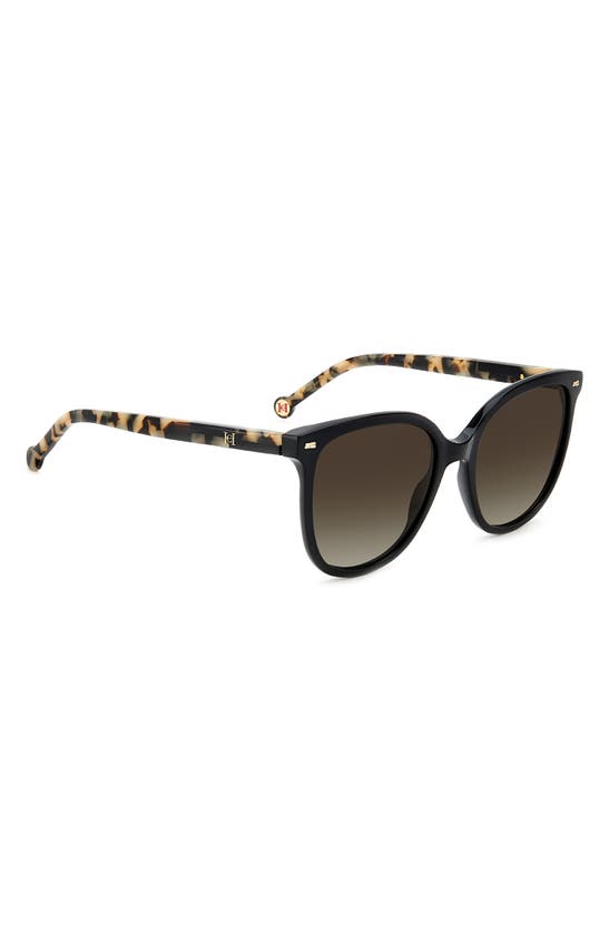 Shop Carolina Herrera 55mm Round Sunglasses In Black/ Black Gradient