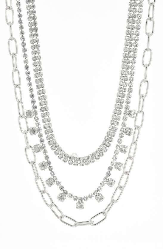 Shop Nordstrom Rack Crystal Mixed Chain Layered Necklace In Clear- Rhodium