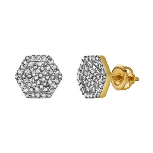 Luvmyjewelry Vaelora 10k Yellow Gold Cluster Diamond Unisex Earrings In 10k Yellow Gold