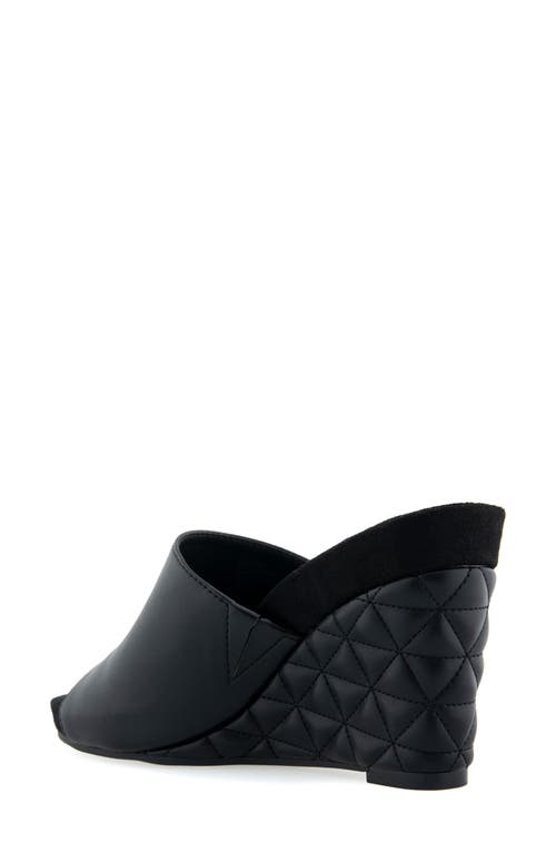 Shop Aerosoles Pierce Quilted Wedge Sandal In Black Pu