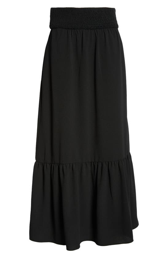 Shop Loretta Caponi Amalia Tiered Crepe Maxi Skirt In Black Crepe