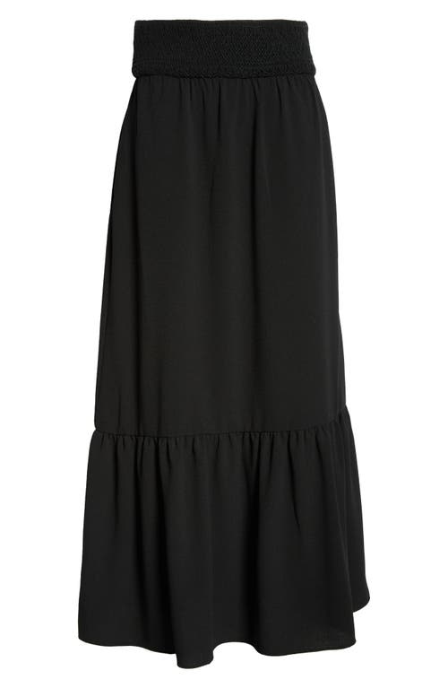 Amalia Tiered Crepe Maxi Skirt in Black Crepe