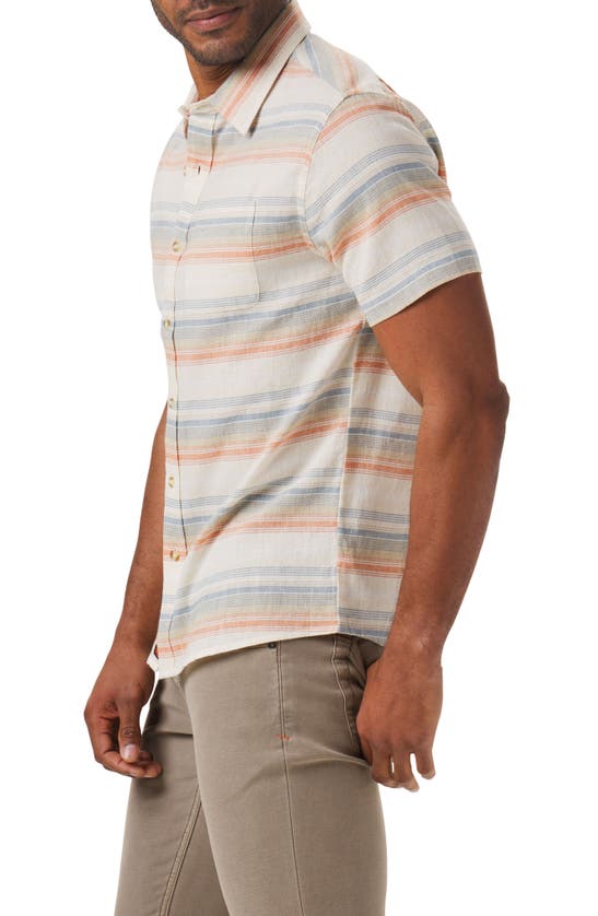 Shop The Normal Brand Freshwater Short Sleeve Button-up Shirt In Canyon Stripe