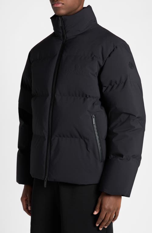 Moncler Black Misonet Short Down Jacket In Dark Blue