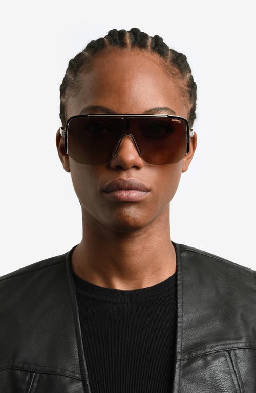 Carrera Eyewear 99mm Oversize Shield Sunglasses In Black Gold/brown Gradient