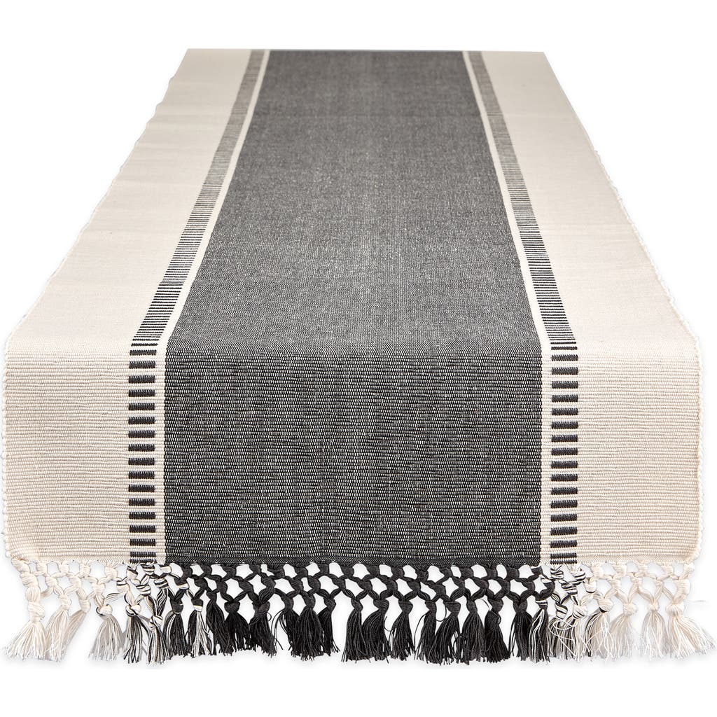 Design Imports French Blue Dobby Stripe Table Runner In Gray