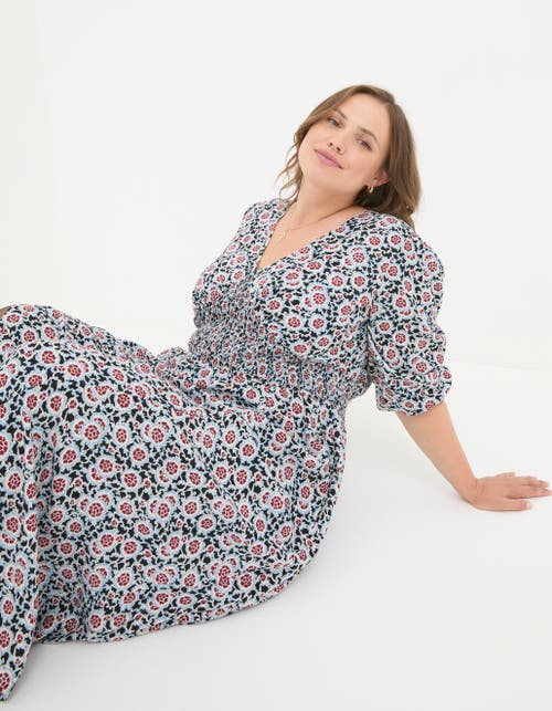 Shop Fatface Plus Size Rene Wild Floral Midi Dress In Black