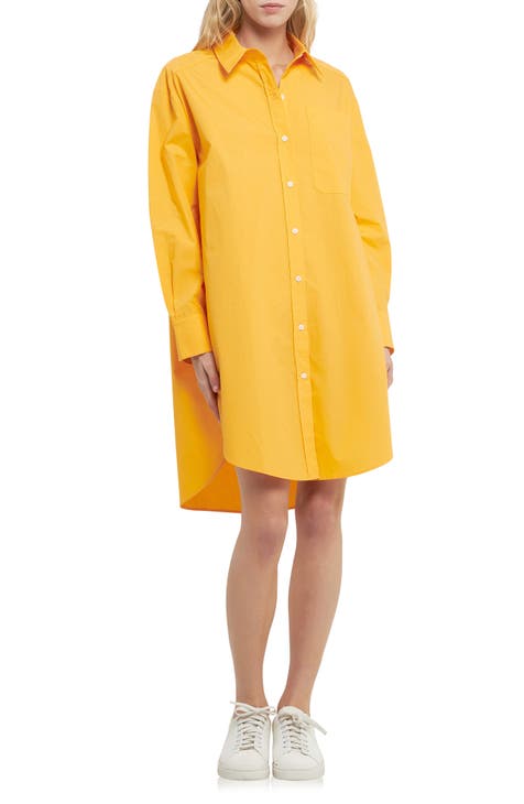 Long yellow cheap shirt dress