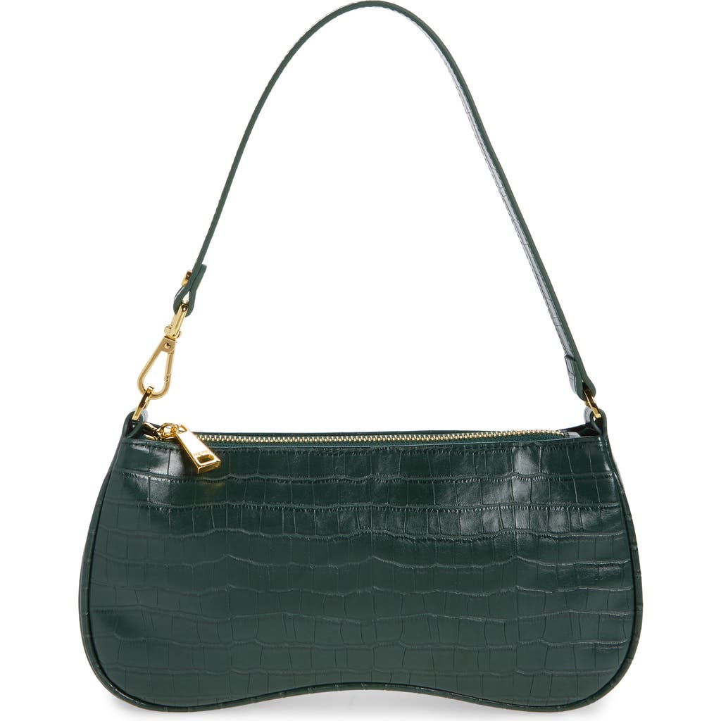 Jw Pei Eva Croc Embossed Faux Leather Convertible Shoulder Bag In Dark Green Croc