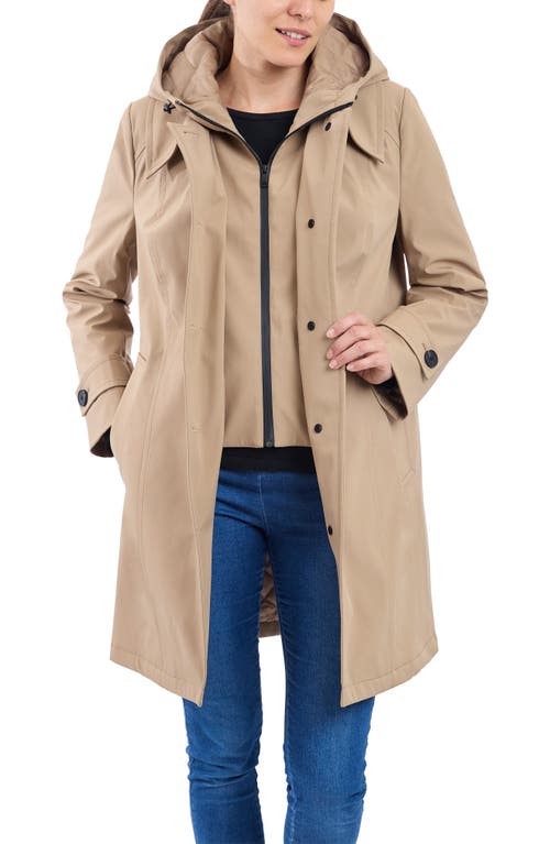 Shop London Fog Water Resistant Bonded Raincoat With Bib Detail In Khaki