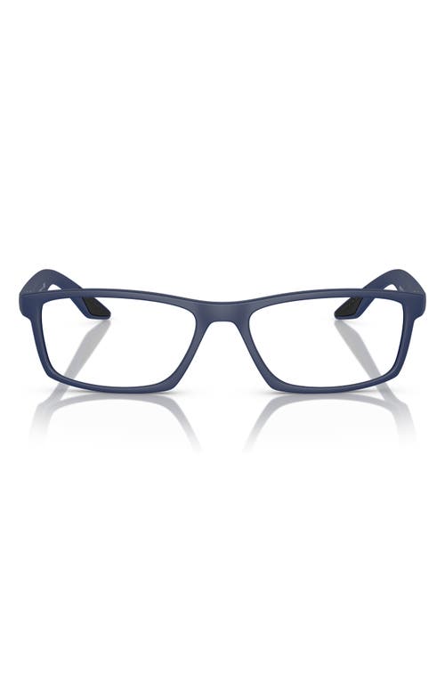 56mm Rectangular Optical Glasses in Blue Rubber