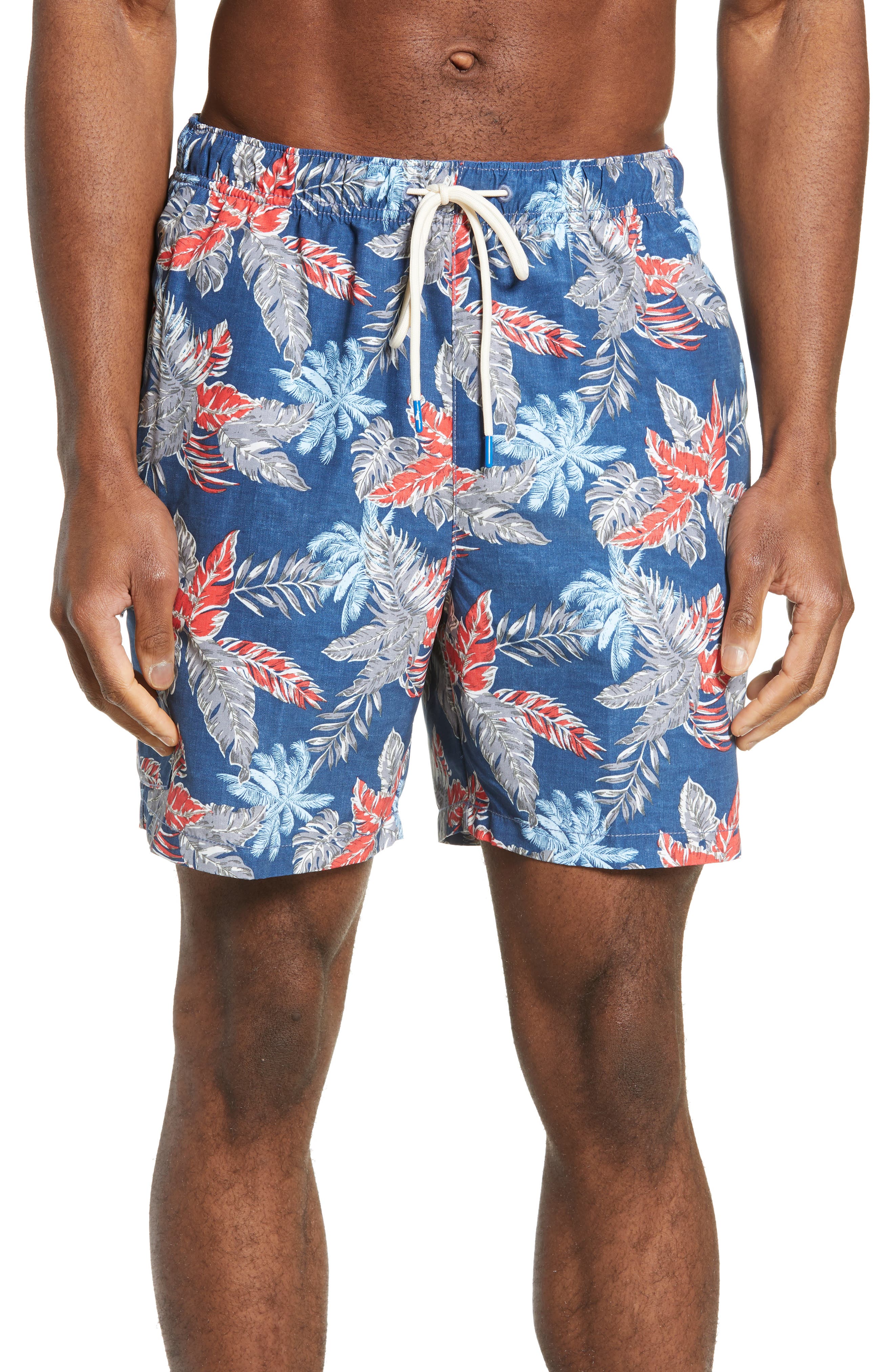 Tommy Bahama Naples Faded Palms Classic Fit Swim Trunks, Blue