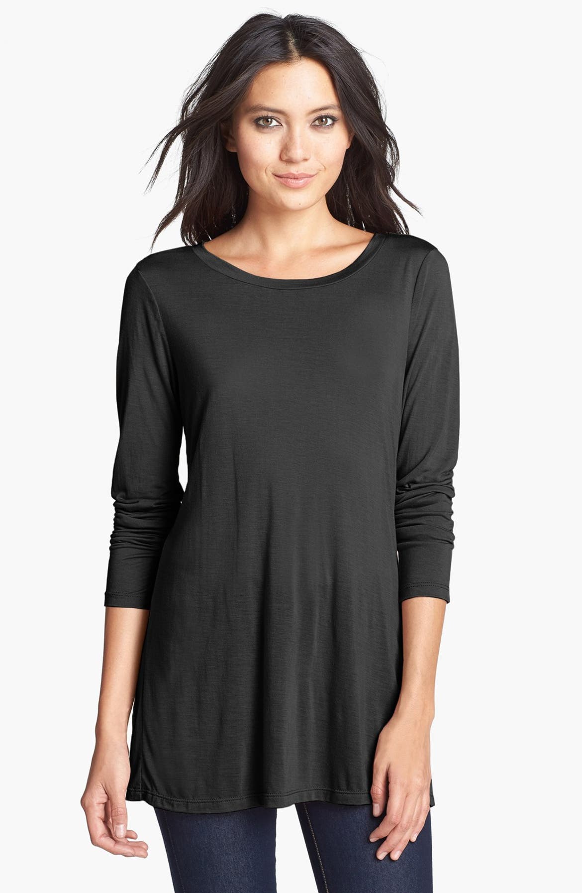 Leith Long Sleeve Sheer Tunic | Nordstrom