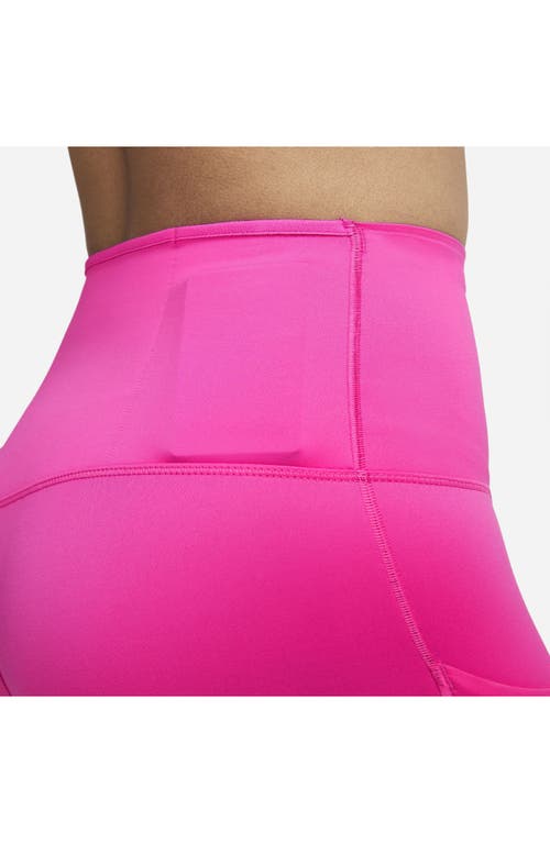 Shop Nike Dri-fit Go High Waist 7/8 Leggings In Active Fuchsia/black