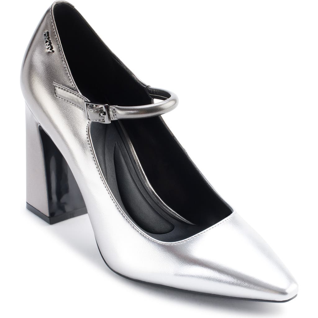 Dkny Spruce Pointed Toe Mary Jane Pump In Pwtr/slver