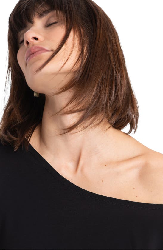 Marcella Elena One-shoulder Jersey Top In Black