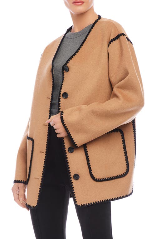 Shop Fifteen Twenty Nico Stitch Detail Wool Blend Jacket In Camel