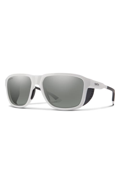 Smith Embark 58mm Chromapop™ Polarized Square Sunglasses In White/platinum Mirror