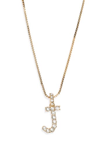 Shop Baublebar Crystal Initial Pendant Necklace In Gold J