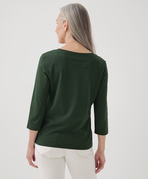 Pact Organic Cotton Softspun Scoop Neck 3/4 Sleeve Tee In Mountain View