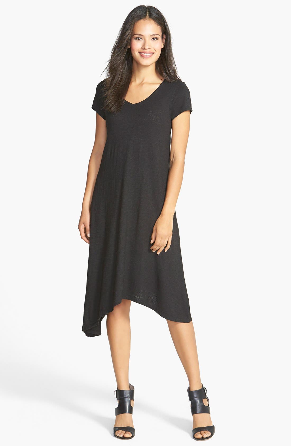 Eileen Fisher Hemp & Organic Cotton Cap Sleeve Shift Dress (Regular