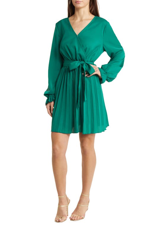 Sienna Long Sleeve Faux Wrap Dress in Green