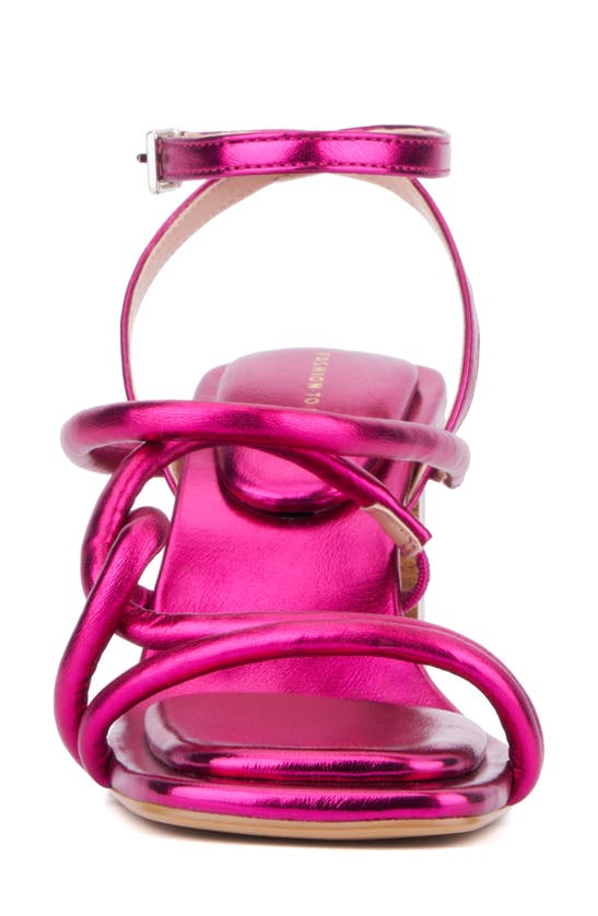 Fashion To Figure Ohara Strappy Block Heel Sandal In Neon Pink