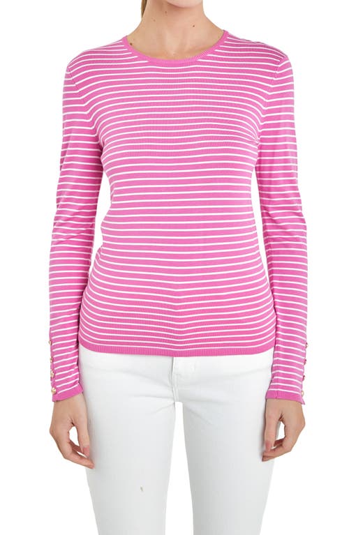 Shop English Factory Stripe Sweater In Pink/white