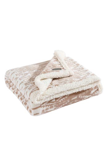 Eddie Bauer San Juan Faux Shearling Throw Blanket In Dark Beige