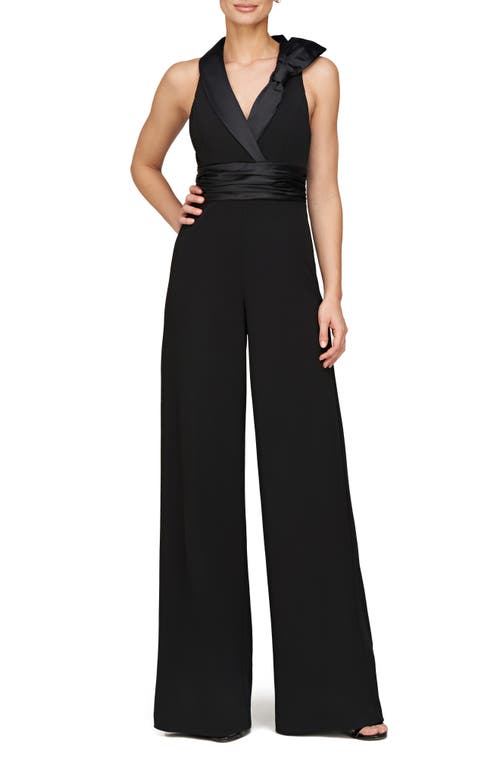 Shop Js Collections Janice Satin Trim Crepe Jumpsuit In Black