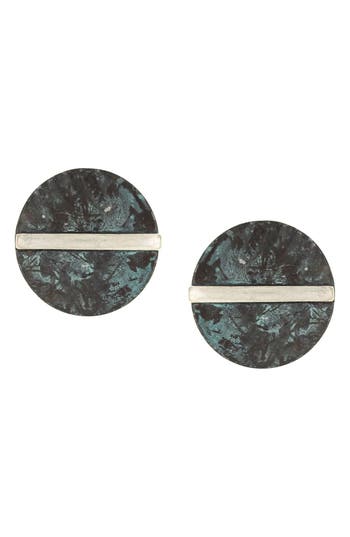 Olivia Welles Octavia Patina Oversize Stud Earrings In Silver/patina